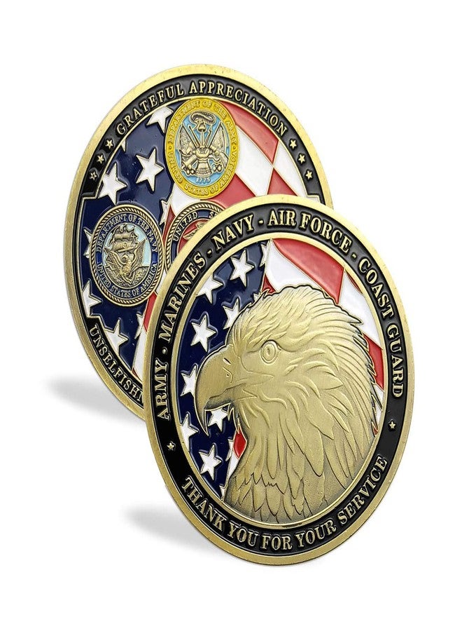 Glamtune USA Proud Military Family Military Challenge Coin Veteran Medallion (Gold-Plating) - Image 1